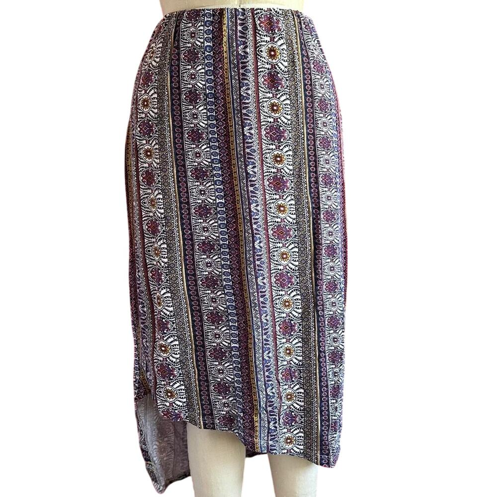 Womens Skirt Size Medium Multicolor Asymmetrical Boho Earthy Hippie Office Wear